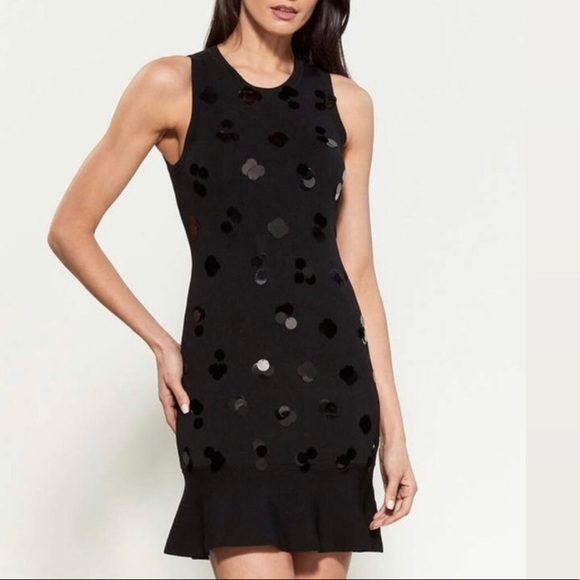 Michael Kors Black Embellished Paillette Knit Stretch Dress Size M New w/Tag - Picture 5 of 11